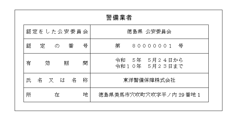 警備業法の一部改正に伴う標識の掲示